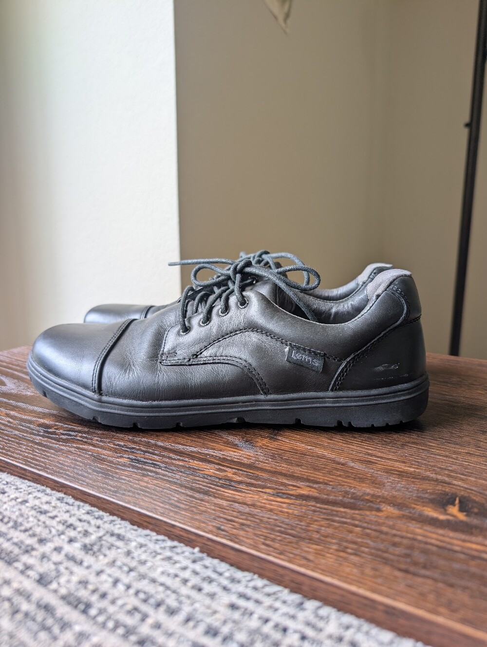 Lems Nine2Five Black Leather Cap Toe  Oxford Dress Shoes